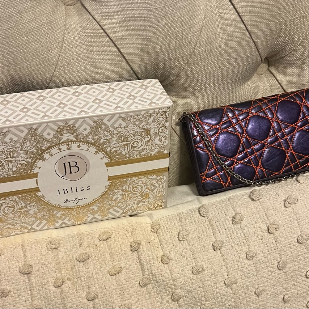 Purple and orange Dior Wallet with chain